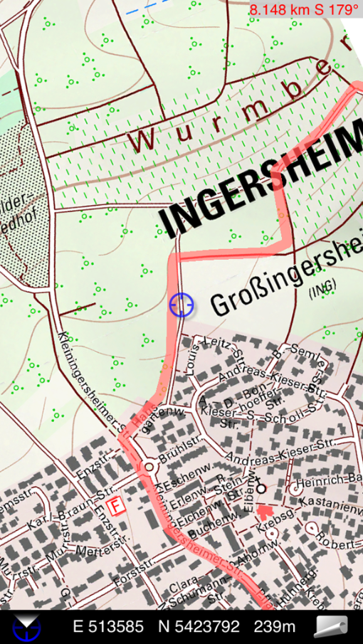bwmapmobile_aktuellePosition_mit_touristischerRoute