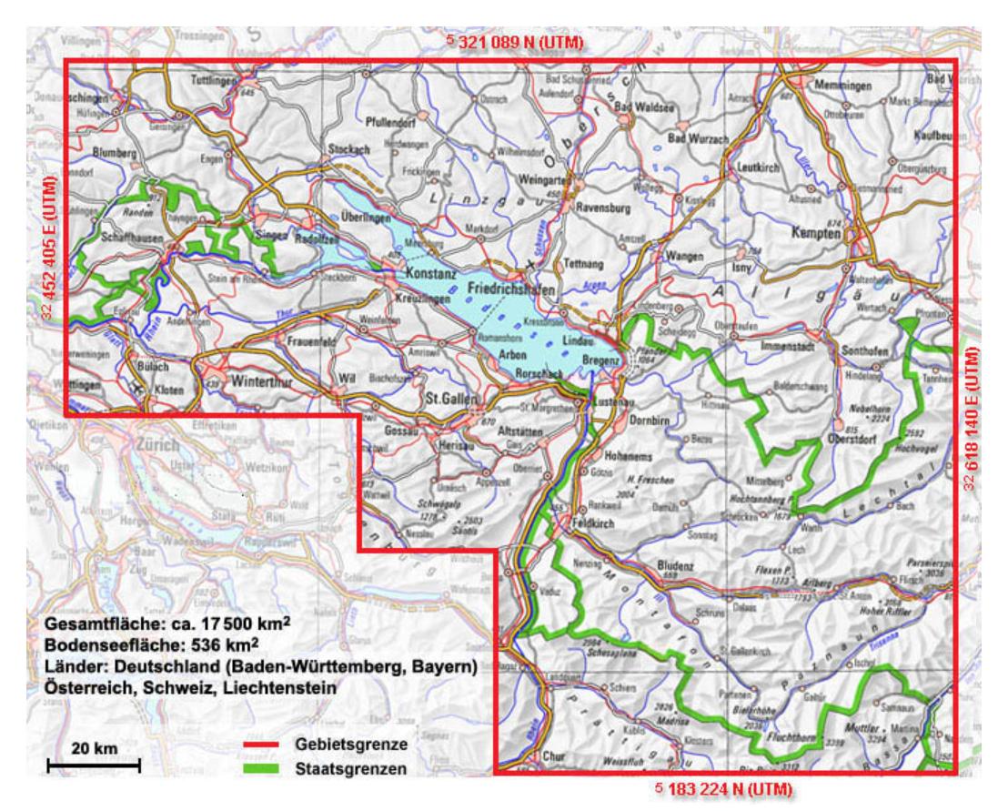 Das Gebiet des Bodensee-Geodatenpools
